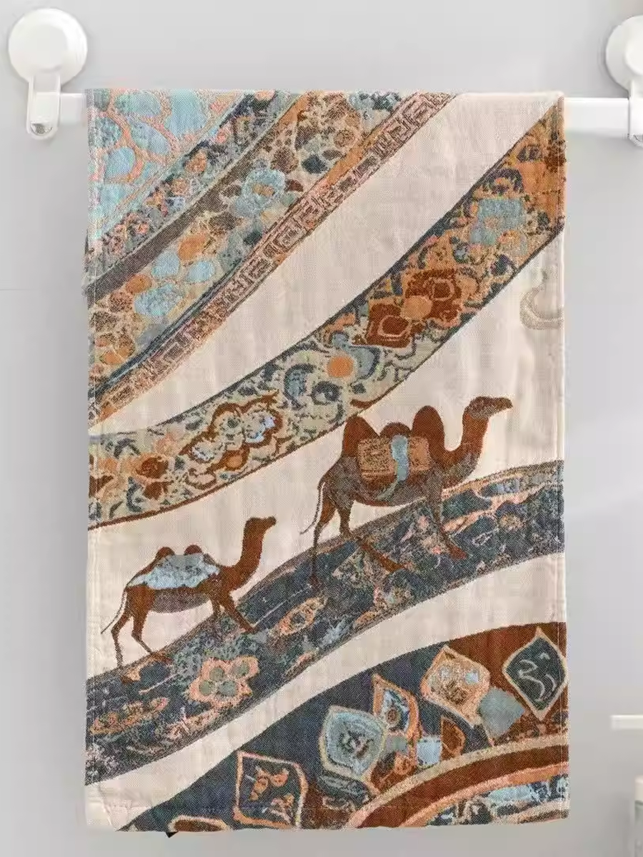 Artsy Ethnic Jacquard Hemp Face Towel 3-Pcs Set