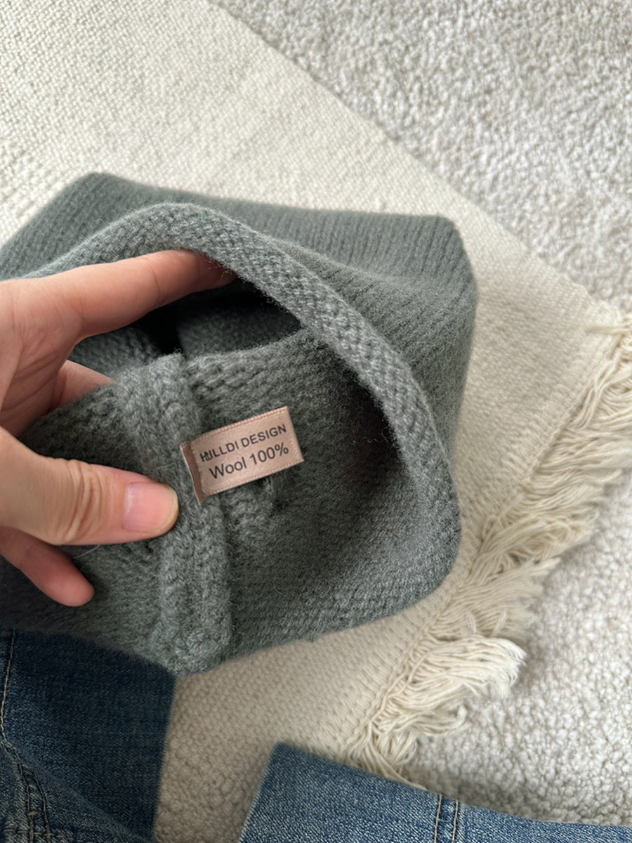 Women Winter Pure Color Rope Knitteed Hat