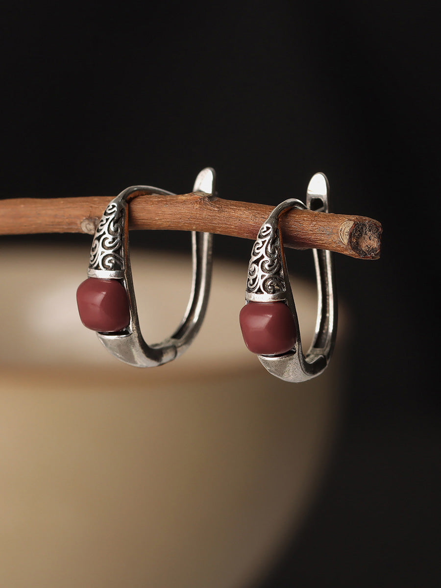 Women Ethnic Cooper-plating Silver Earrings