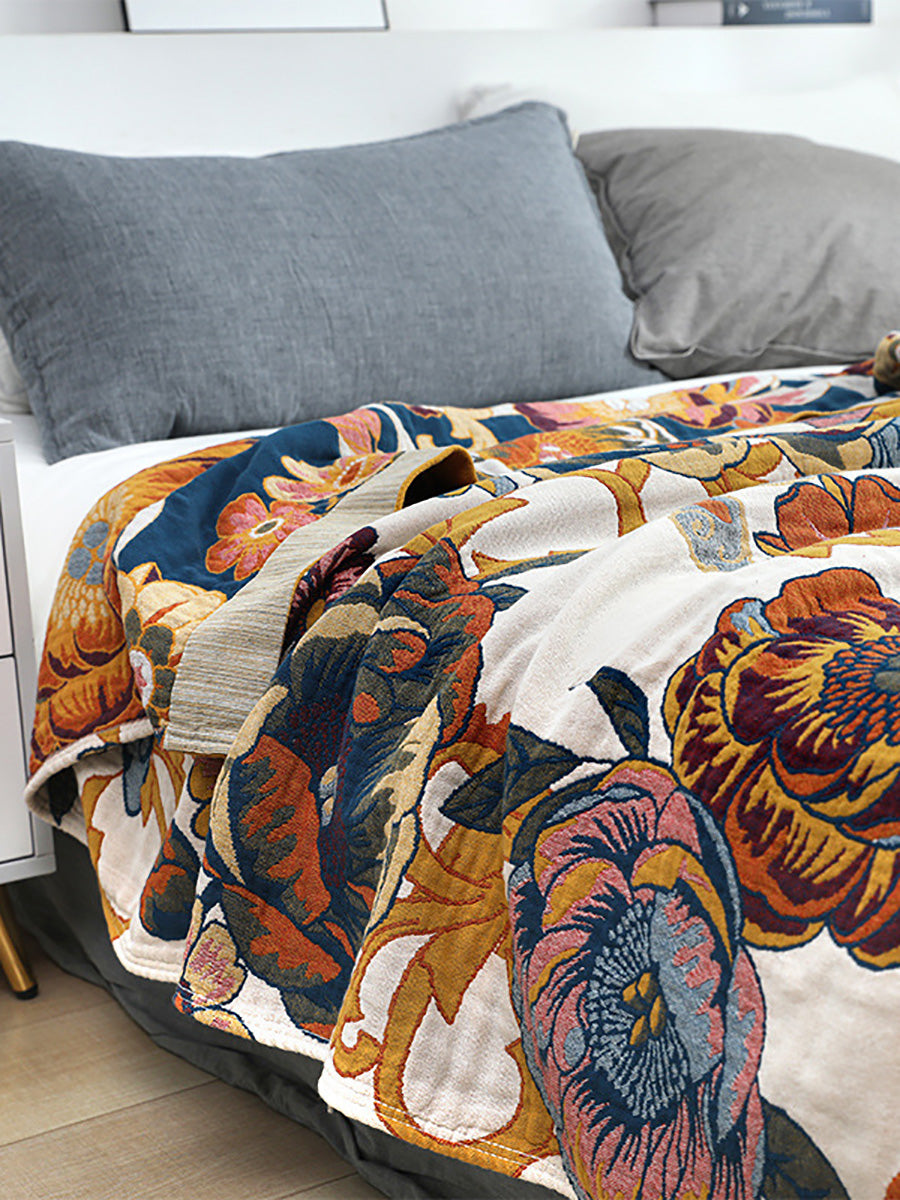 100%Cotton Flower Bedcover Sofa Blanket