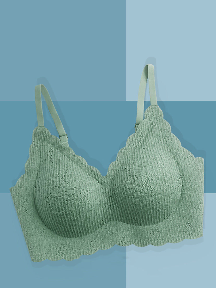 Women Summer Casual Pure Color Satin Seamless Bra