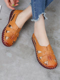 Women Summer Leather Spliced Flat Sandals