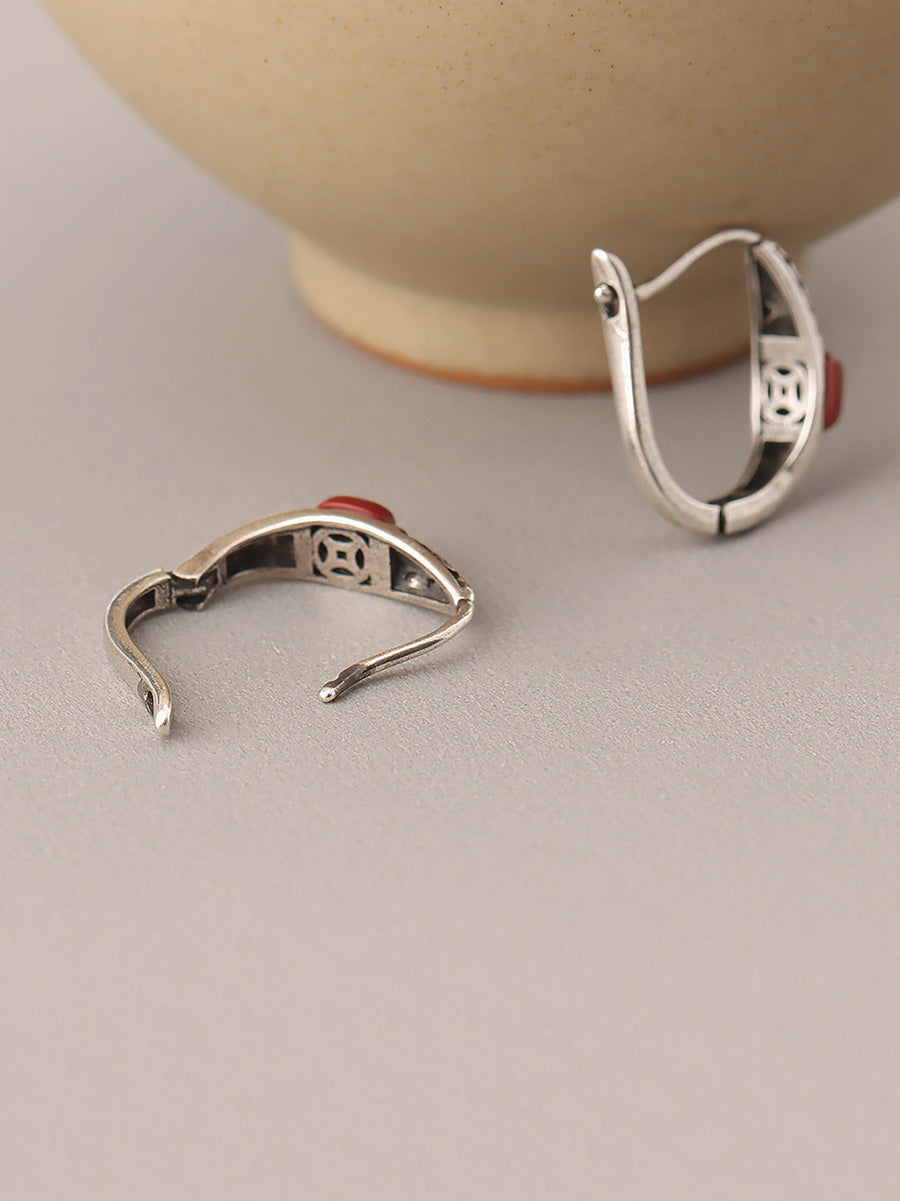 Women Ethnic Cooper-plating Silver Earrings