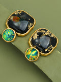 Women Vintage Copper Resin Silver Earrings