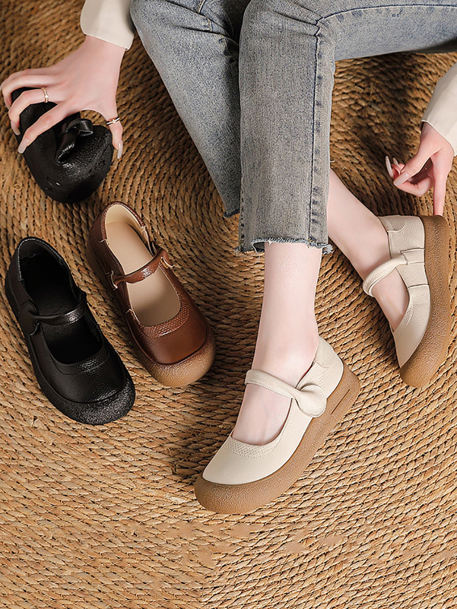 Women Spring Genuine Leather Platform Shoes