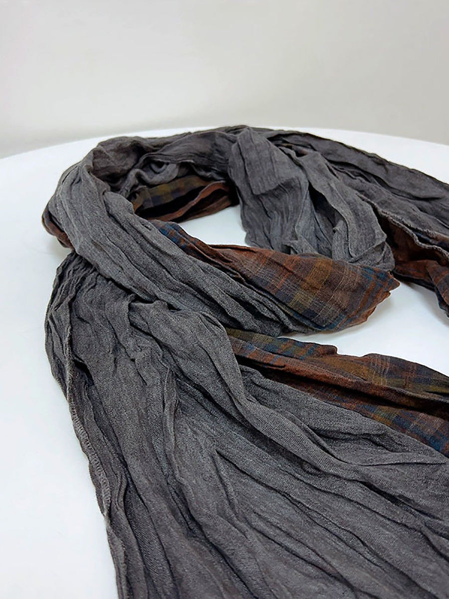 Women Vintage Plaid Spliced Scarf