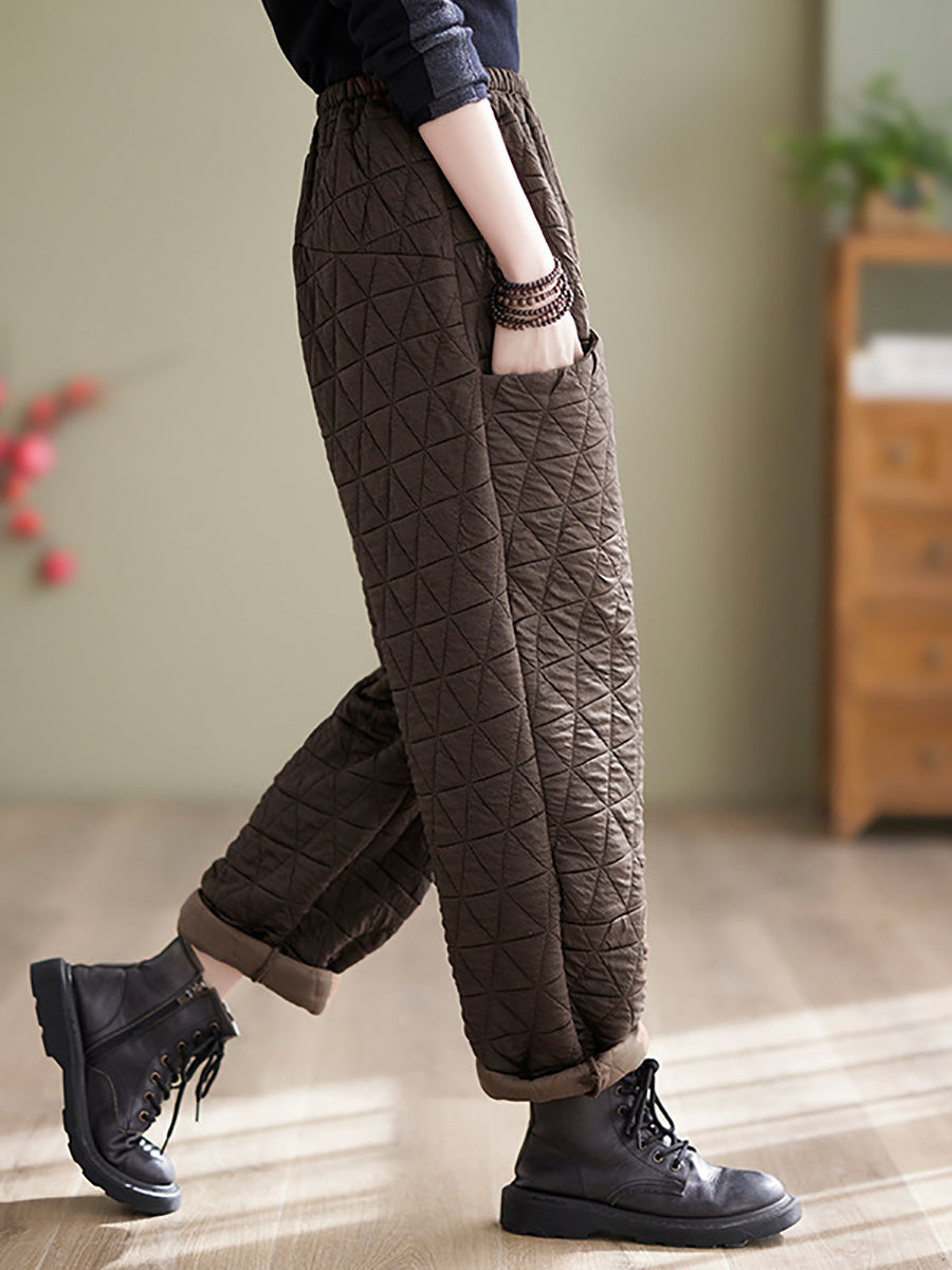 Plus Size Women Winter Solid Padded Harem Pants