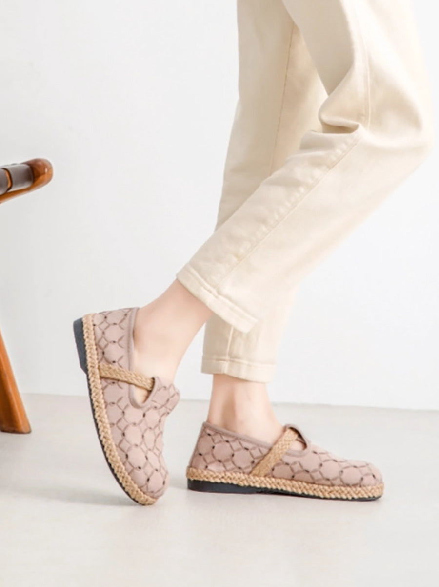 Women Summer Casual Hollow Out Flat Cotton Shoes