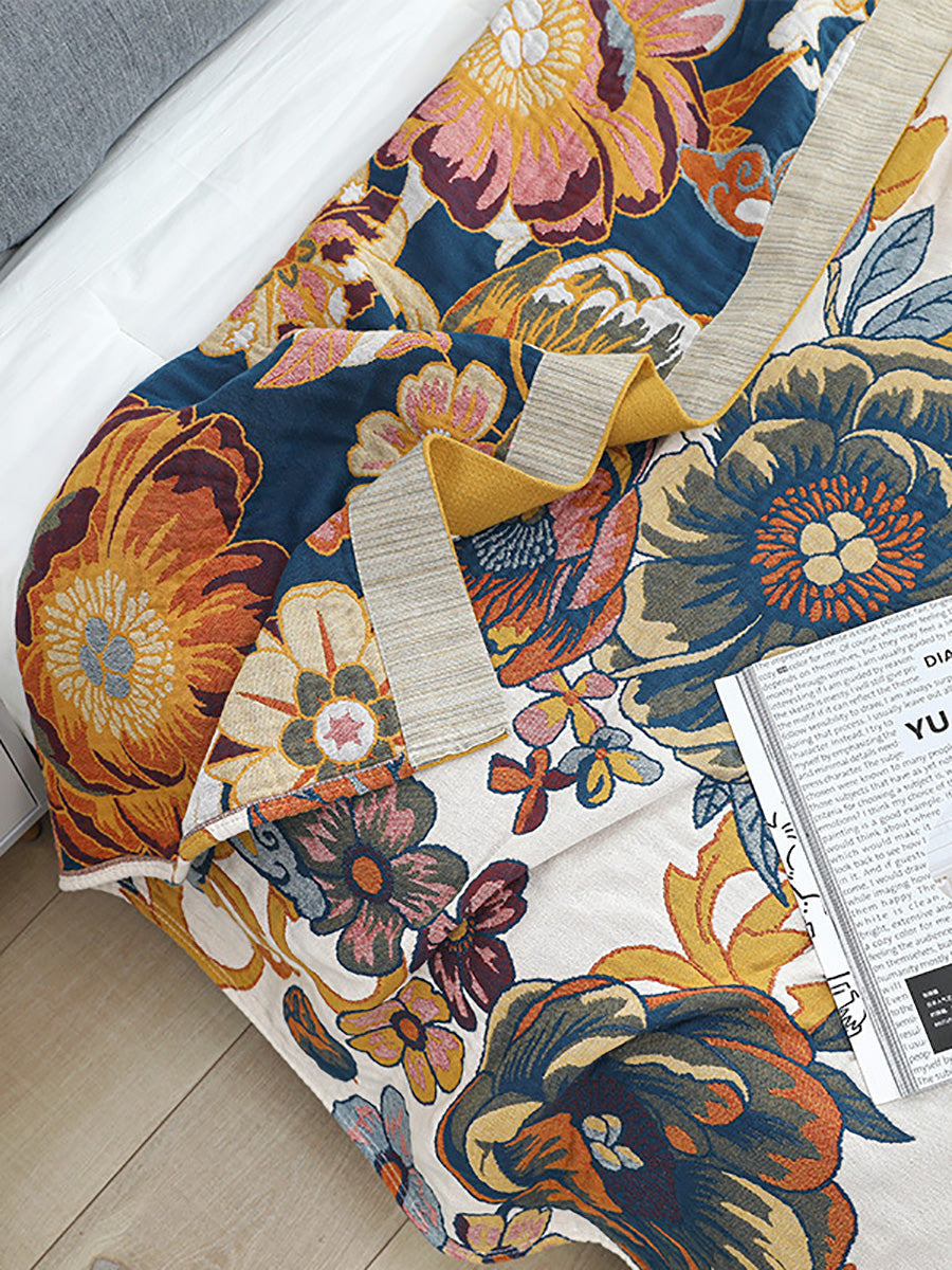 100%Cotton Flower Bedcover Sofa Blanket
