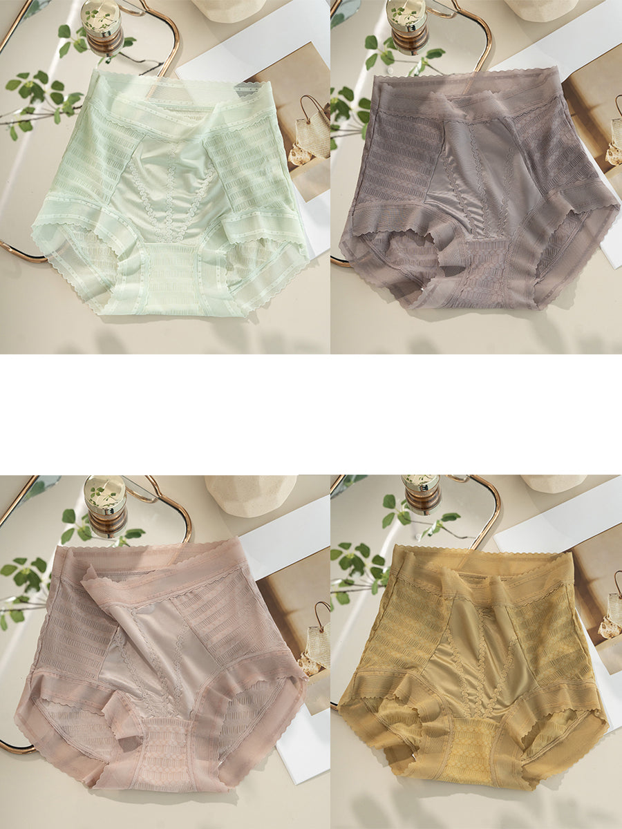 4 Pieces Women Summer Thin High Waist Underwear