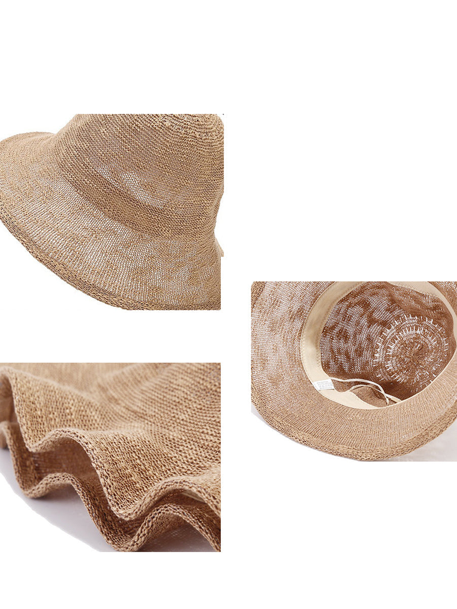 Women Summer Casual Thin Knitted Bucket Hat