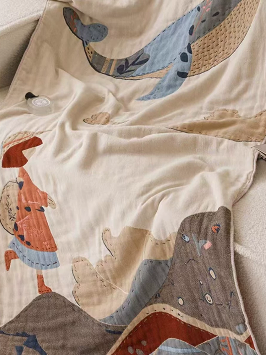 Whale Jacquard Cotton Gauze Bath Towel