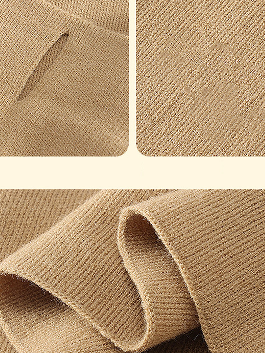 Women Warm Winter Knitted Solid Ear-Hanging Scarf