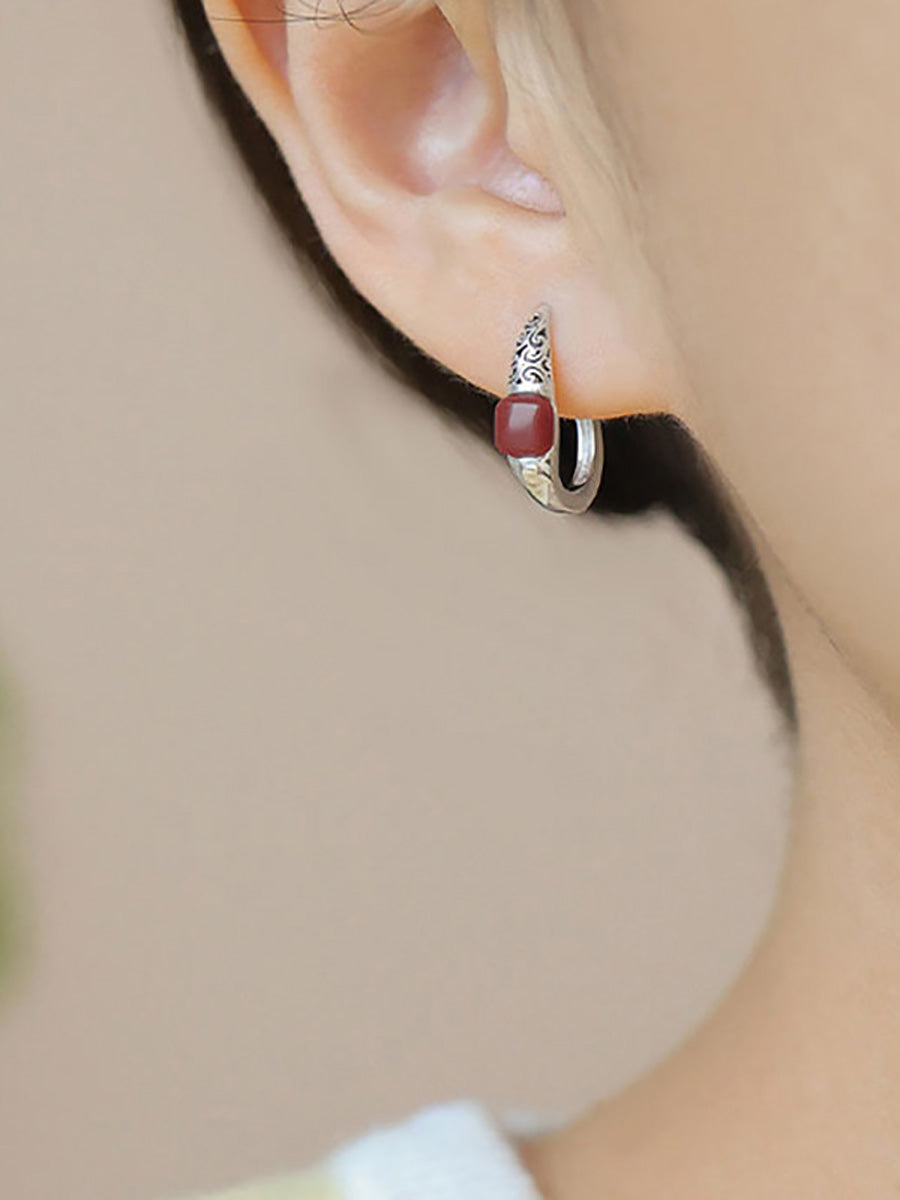 Women Ethnic Cooper-plating Silver Earrings