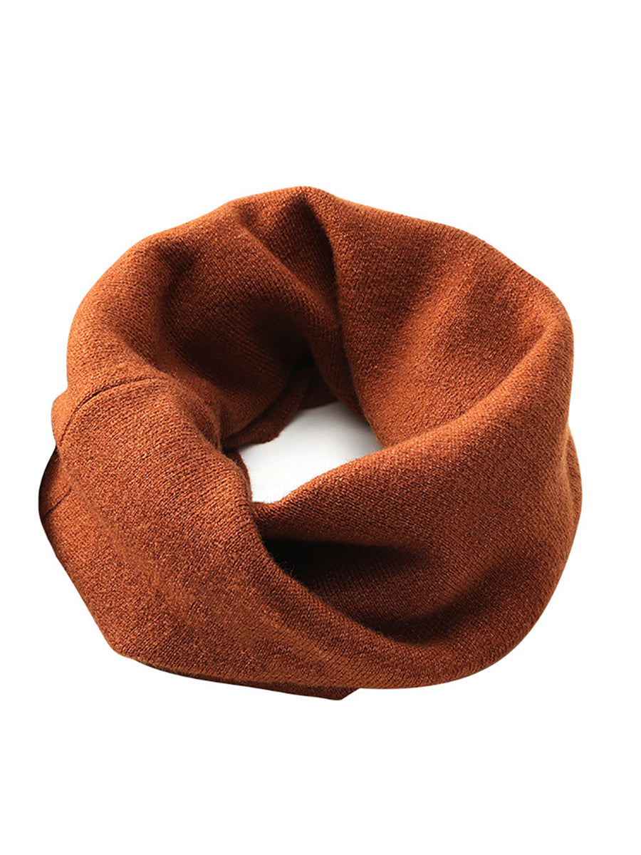 Women Warm Winter Knitted Solid Ear-Hanging Scarf