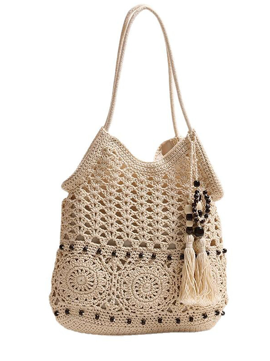 Women Vintage Cotton Weave Shoulder Bag Beach Bag