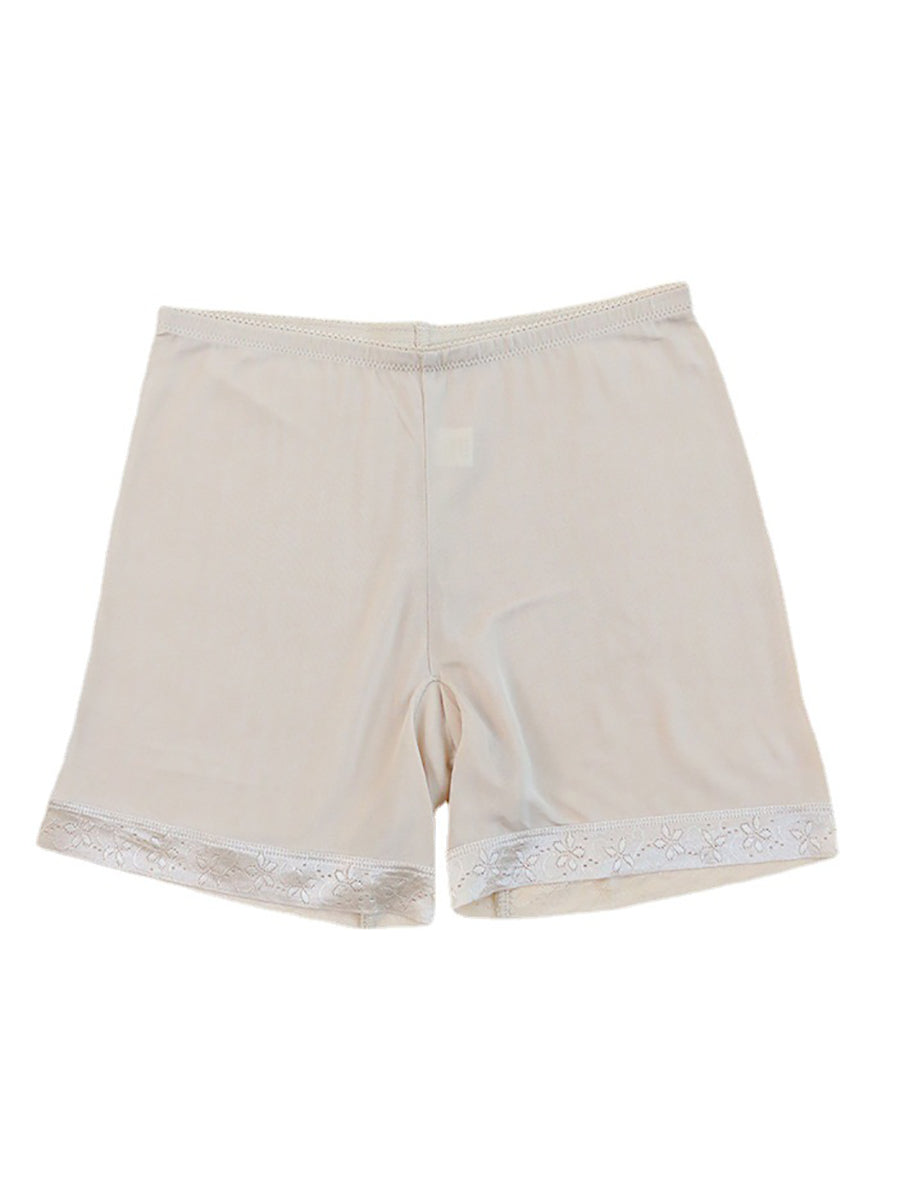 Women Casual Summer Solid Lacework Silk Straight Pants