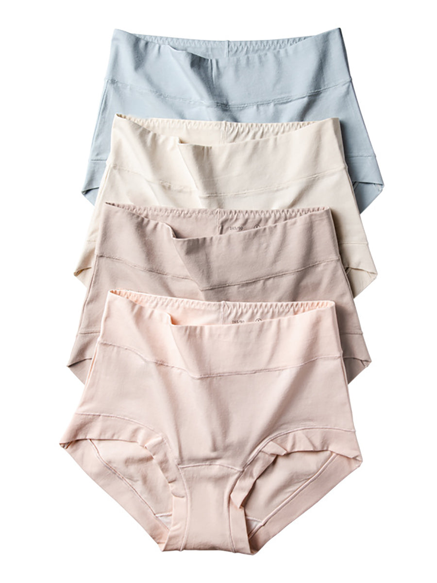 6 Pieces Summer Women Pure Color High Waist Underwear