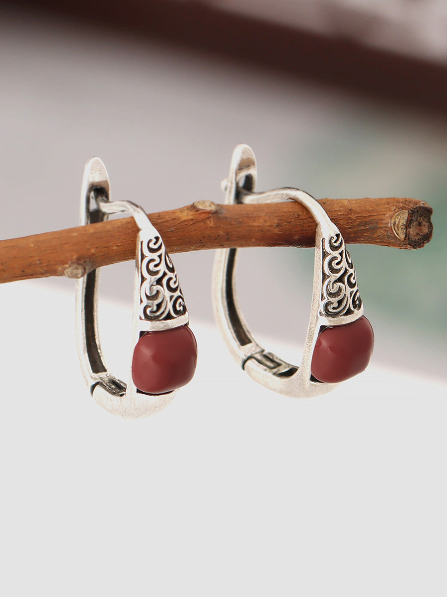 Women Ethnic Cooper-plating Silver Earrings