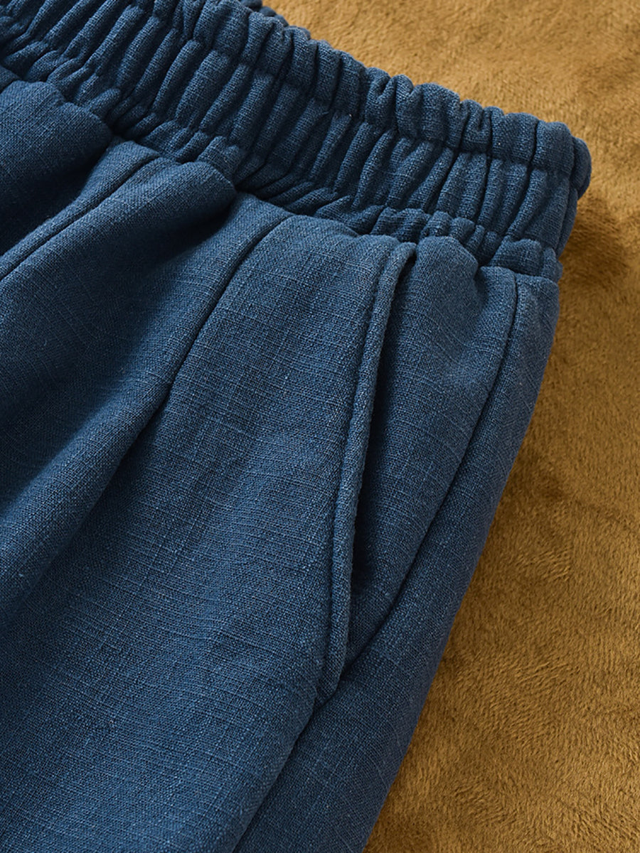 Women Vintage Solid Fleece-lined Harem Pants