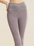 Women Winter Warm High Waist Lace Cashmere Leggings