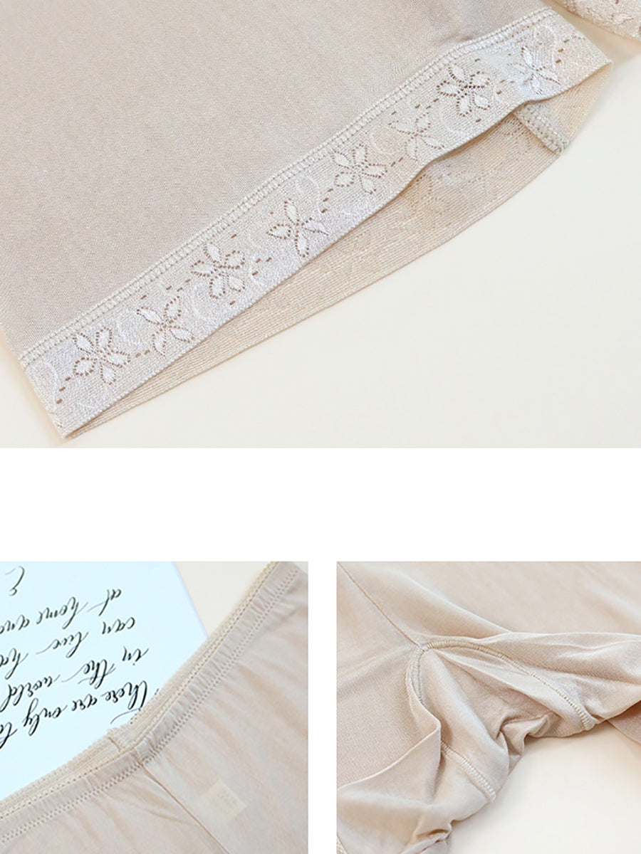 Women Casual Summer Solid Lacework Silk Straight Pants