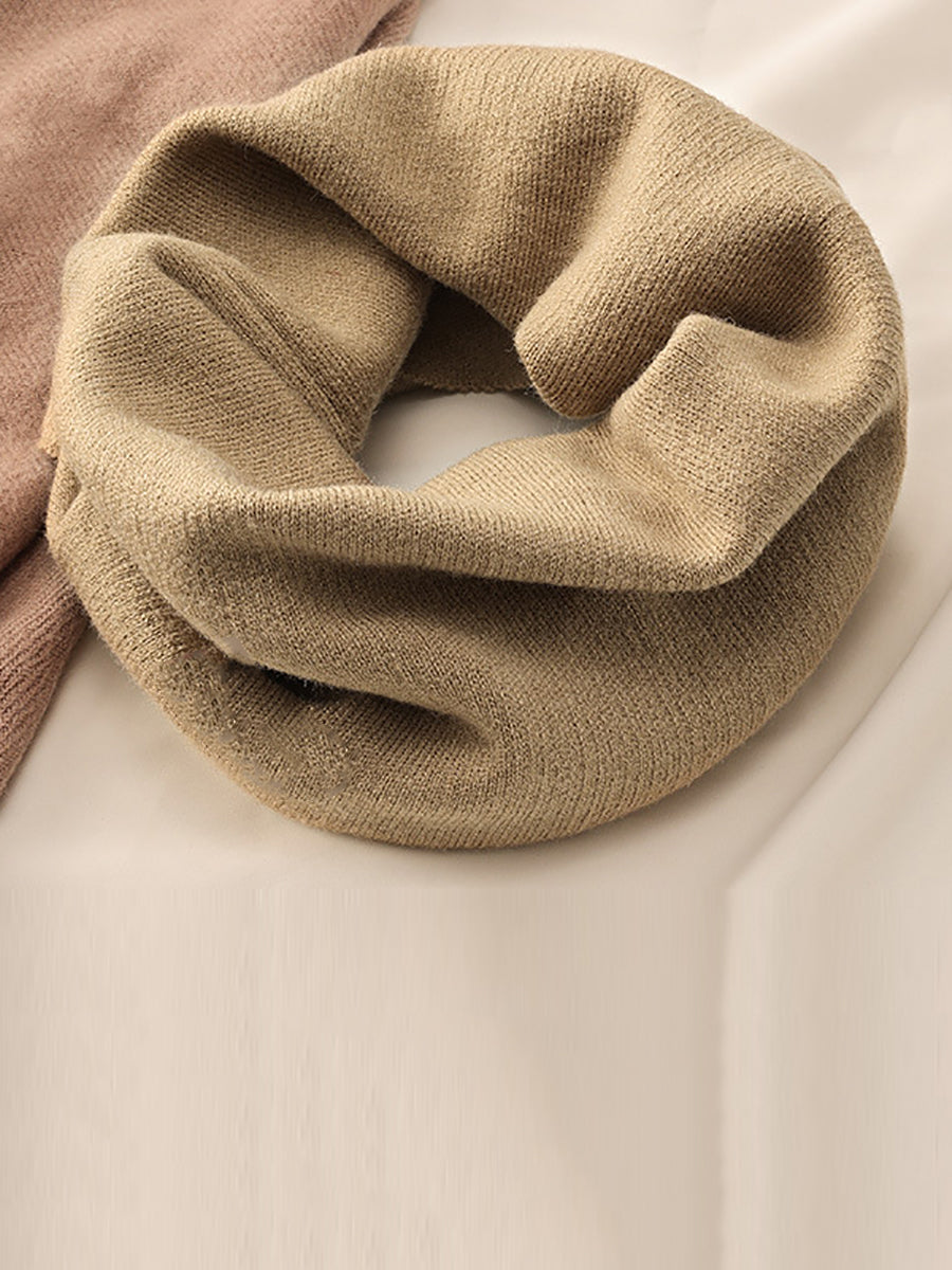 Women Warm Winter Knitted Solid Ear-Hanging Scarf