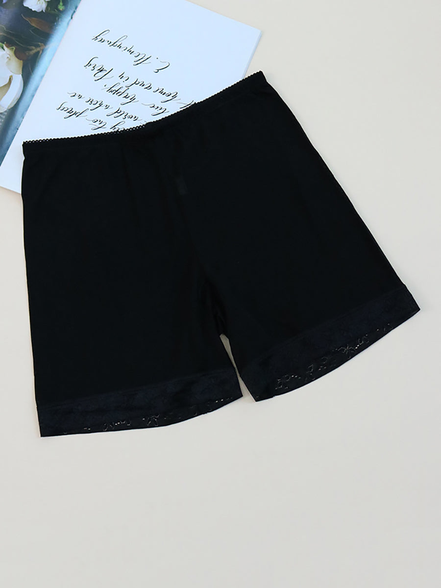 Women Casual Summer Solid Lacework Silk Straight Pants
