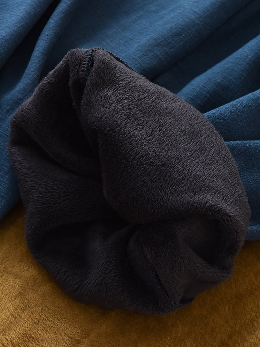Women Vintage Solid Fleece-lined Harem Pants