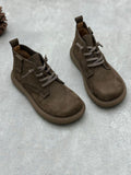 Women Vintage Genuine Leather Strap Low Heel Boots