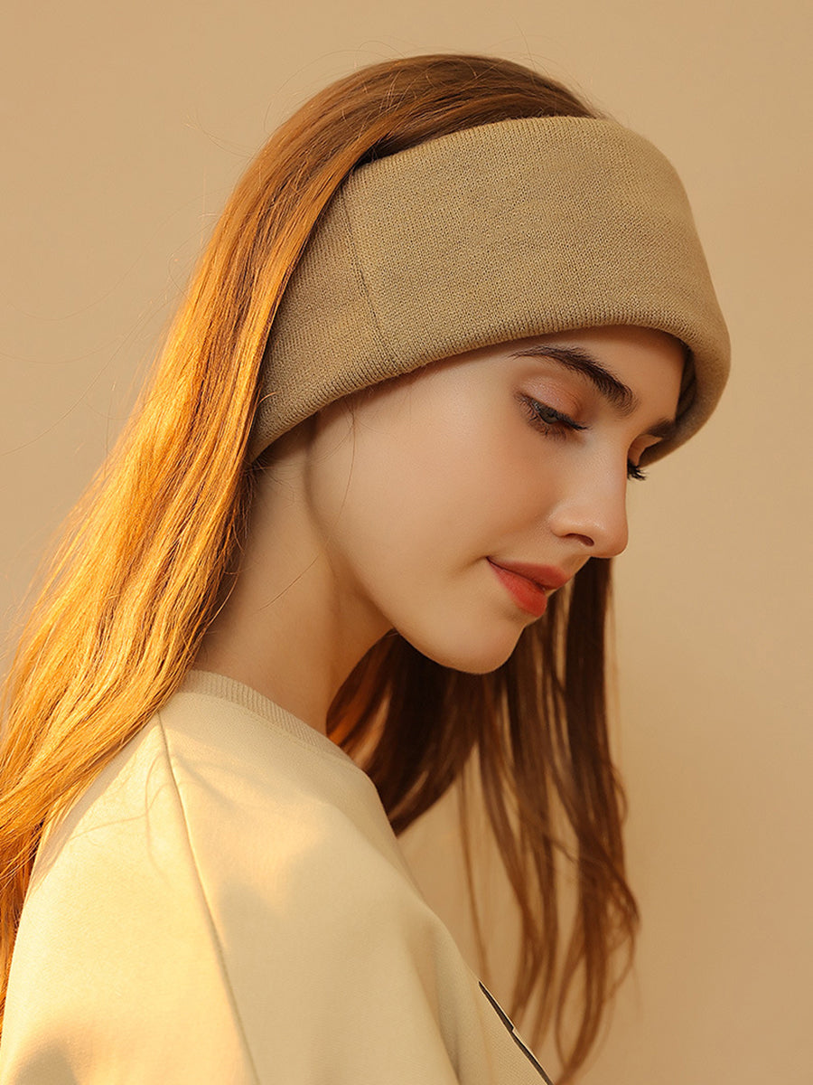 Women Warm Winter Knitted Solid Ear-Hanging Scarf