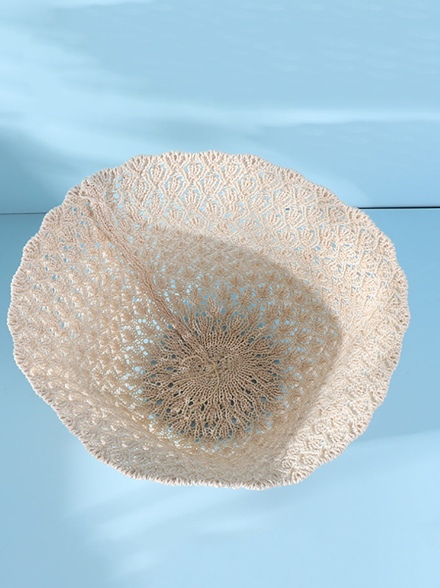 Women Summer Weave Hollow Out Bucket Hat