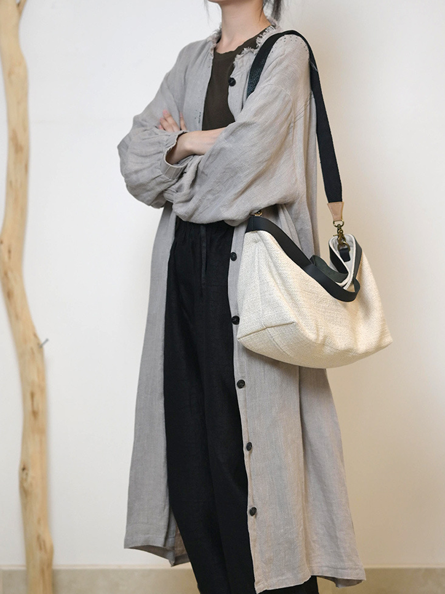 Artistic Cotton-Linen Large Capacity Tote/ Crossbody Bag
