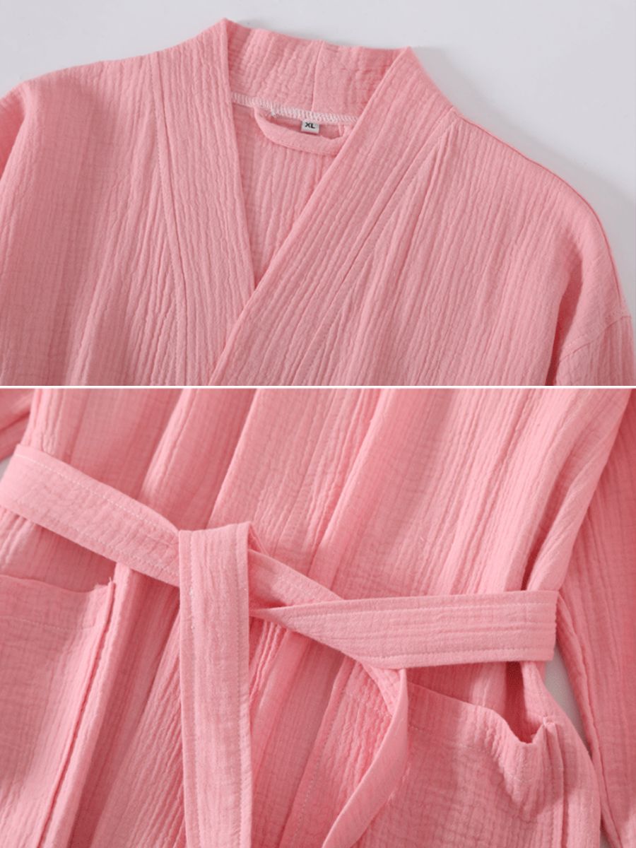 Cotton Double-Layer Crinkle Gauze Robe