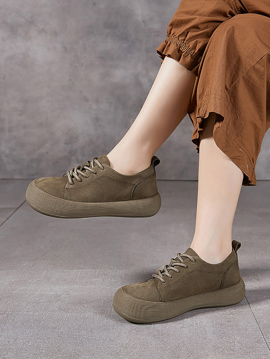 Women Summer Genuine Leather Strap Flat Shoes