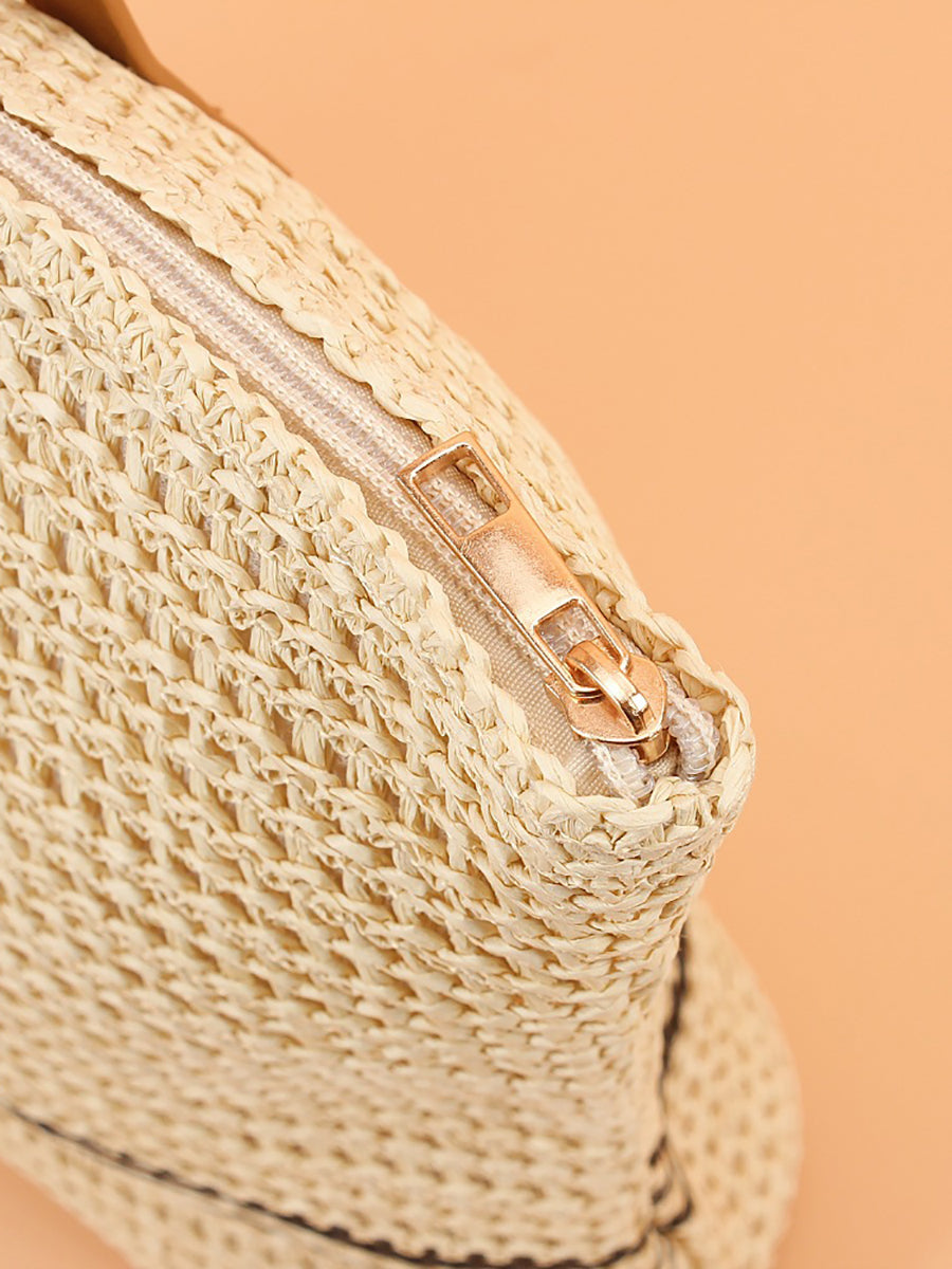 Women Casual Stripe Straw Weave Shoulder Bag