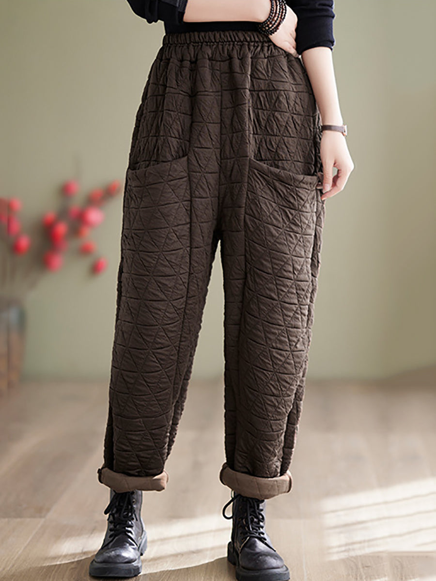 Plus Size Women Winter Solid Padded Harem Pants