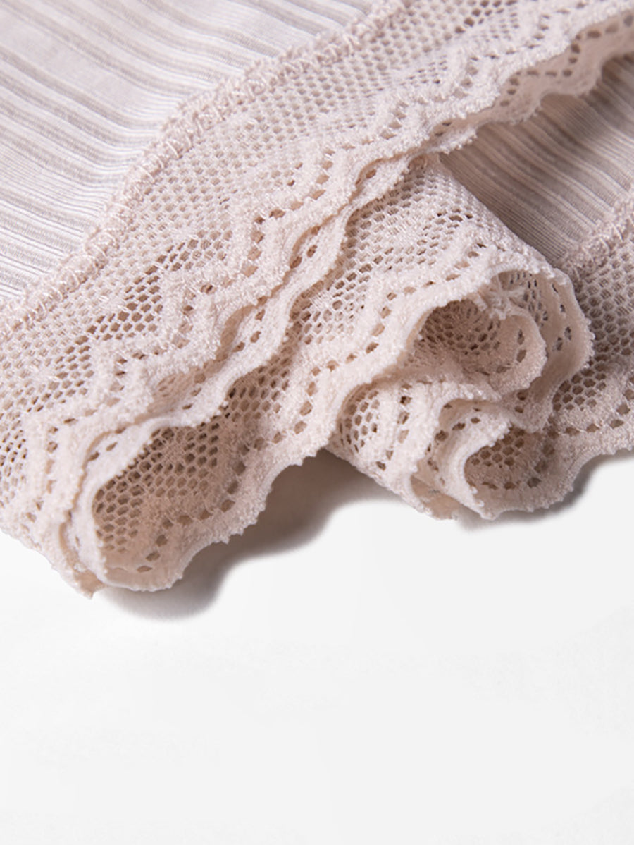 Women Pure Color Lace Waist Safety Bottom Pants