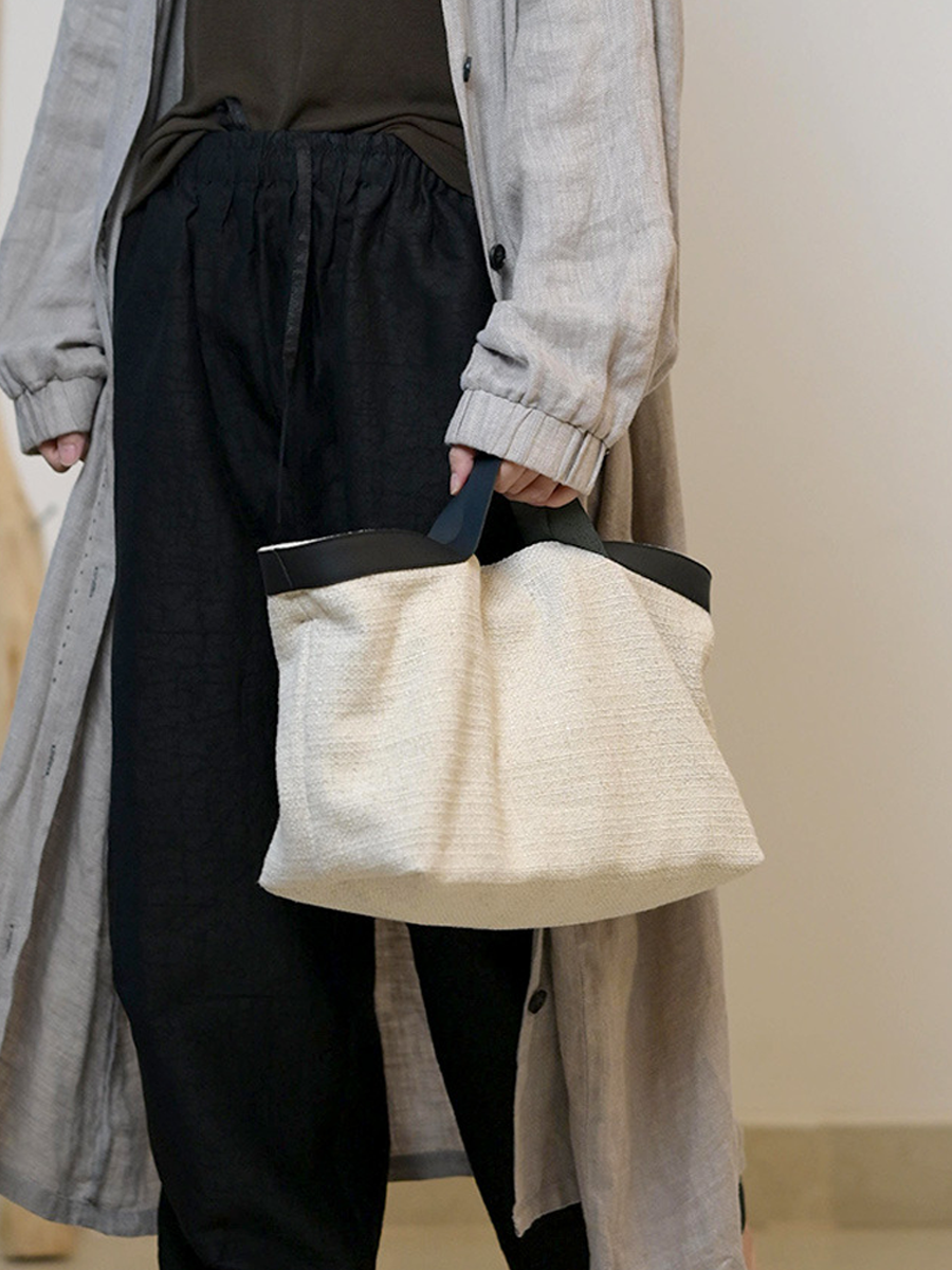 Artistic Cotton-Linen Large Capacity Tote/ Crossbody Bag