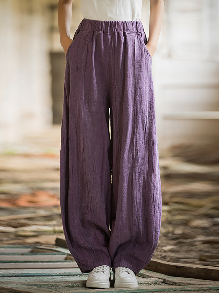 Plus Size Women Vintage Autumn Tie-dye Ramie Harem Pants