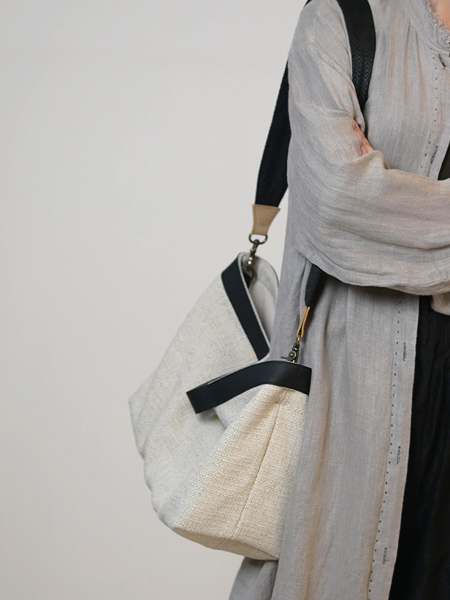 Artistic Cotton-Linen Large Capacity Tote/ Crossbody Bag