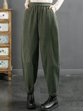 Plus Size Women Vintage Corduroy Plush Warm Harem Pants