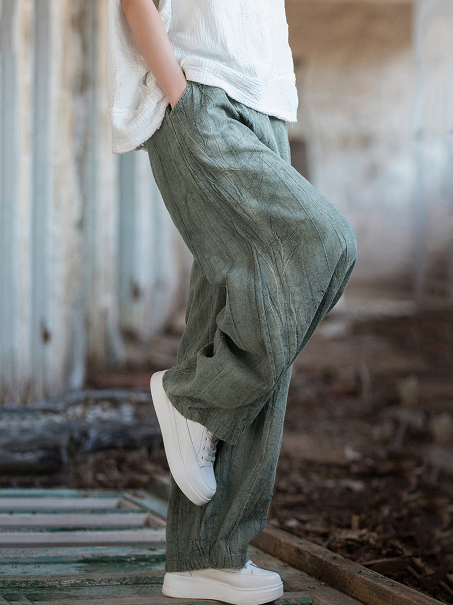 Plus Size Women Vintage Winter Tie-dye Fleece-lined Harem Pants