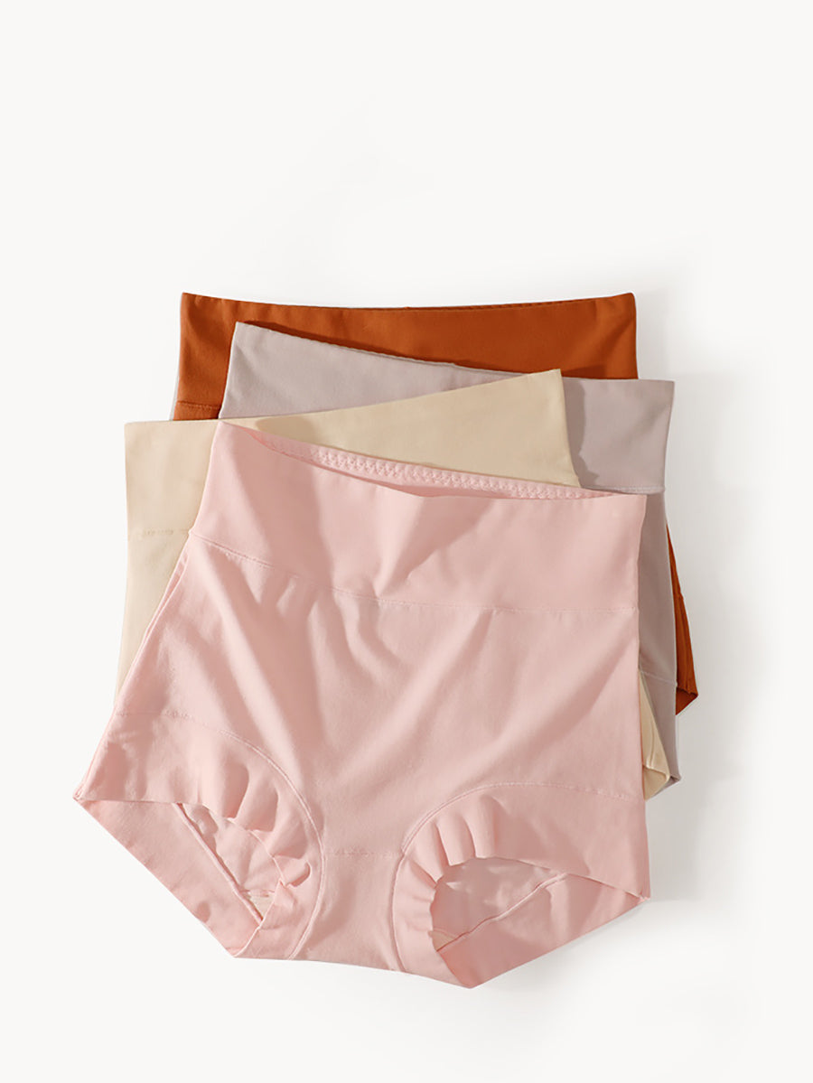 5 Pieces Summer Women Pure Color High Waist Underwear