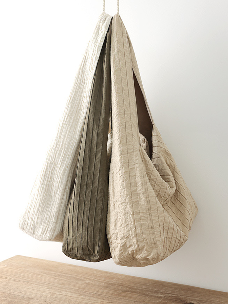Artistic Crinkled Cotton Large Capacity Shoulder Bag