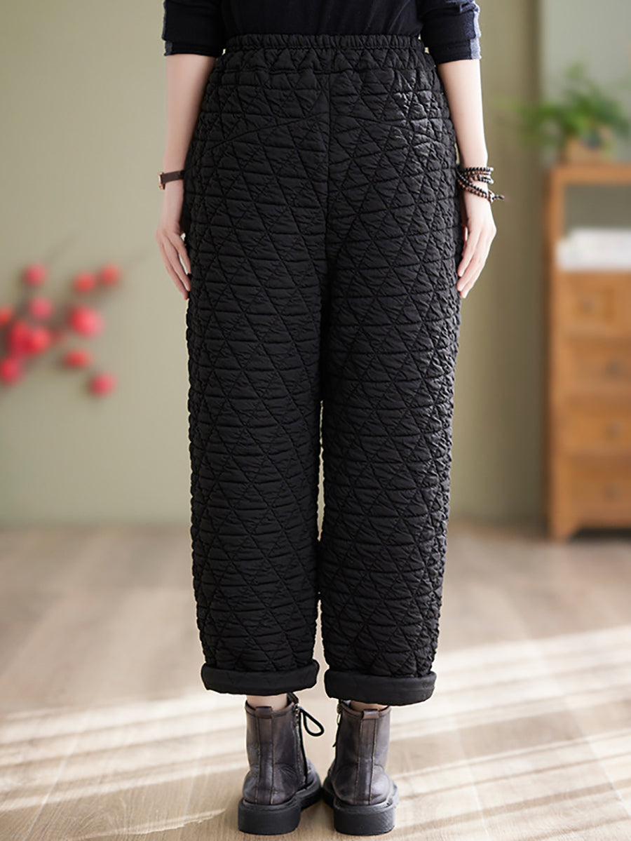 Plus Size Women Winter Solid Padded Harem Pants