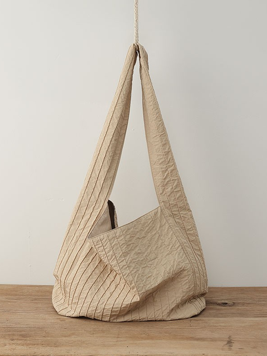 Artistic Crinkled Cotton Large Capacity Shoulder Bag