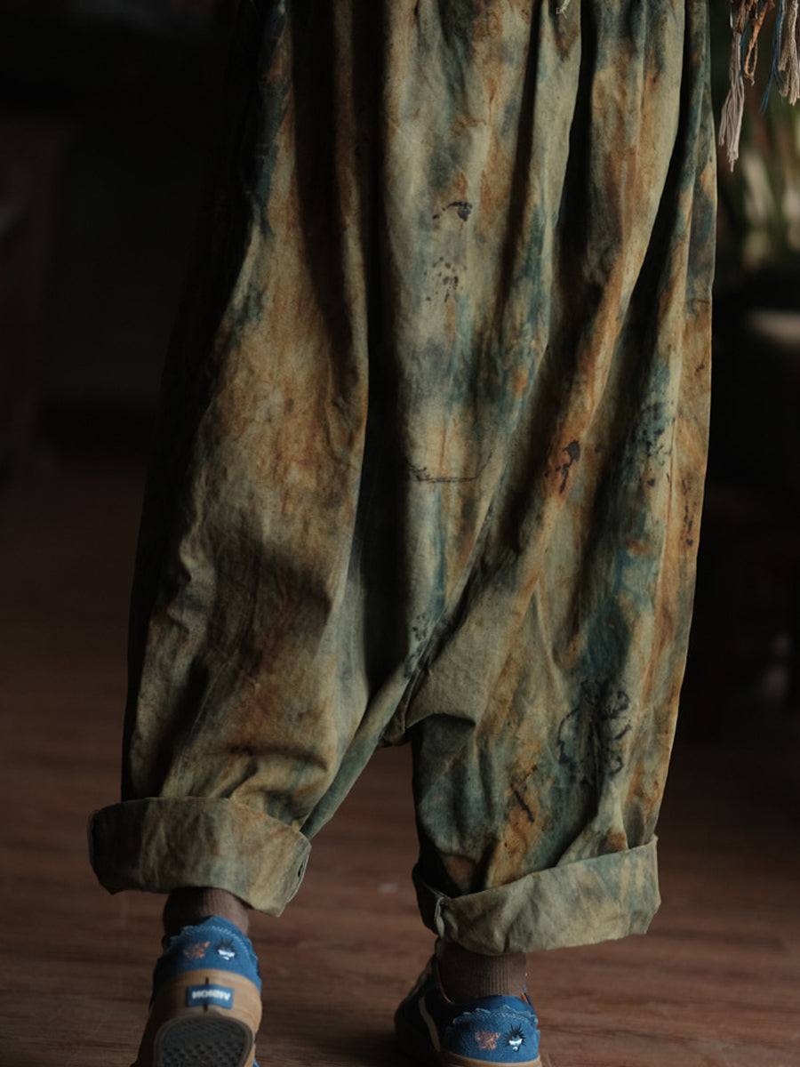 Women Summer Retro Tie-dye Cotton Harem Pants
