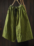 Plus Size Women Summer Floral Artsy Cotton Wide-Leg Pants