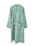 Women 100% Cotton Double-Layer Floral Jacquard Gauze Robe